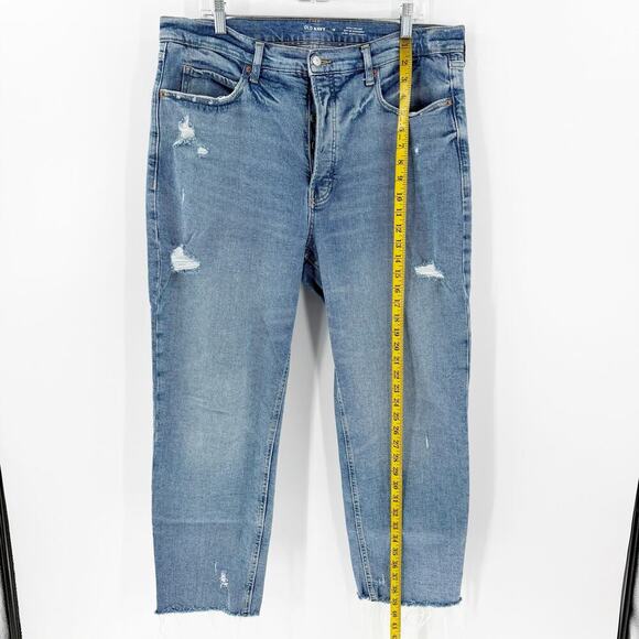 Old Navy Extra High Rise Sky High Straight Leg Distressed Jeans Women's Size 16 - Picture 8 of 12